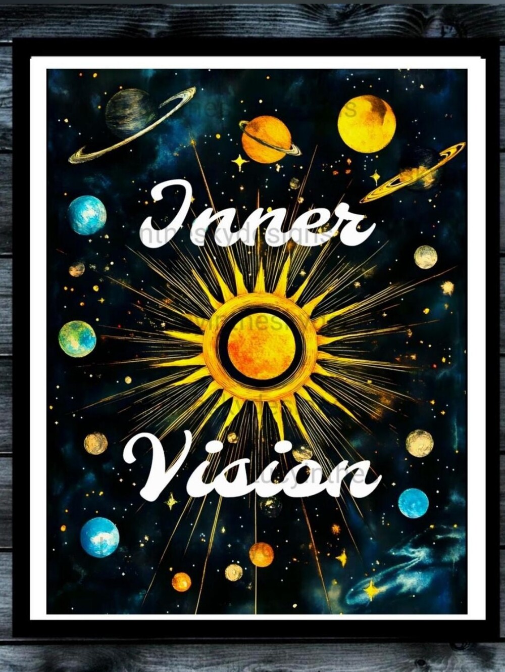 Inner Vision Celestial Space Inspirational Moon Star Illustration Cosmo Wall Art